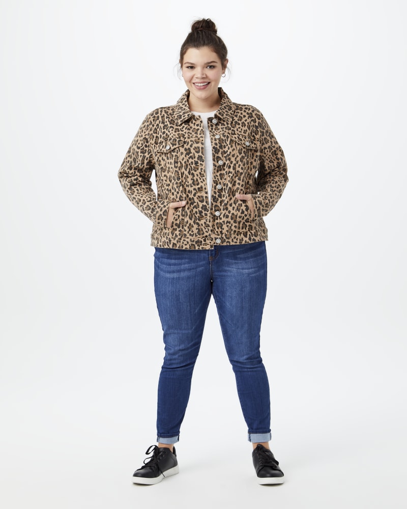 Plus size leopard print denim jacket cheap